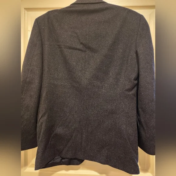 Oscar de la Renta Charcoal Gray/Black Men's Wool Blazer - Picture 3 of 6